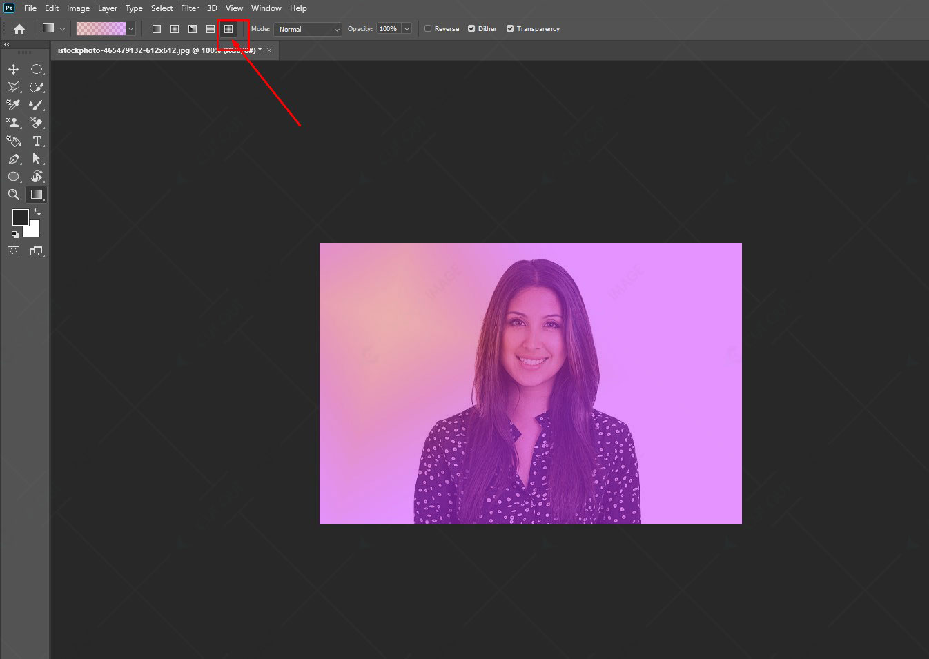 drag to create a gradient over the picture