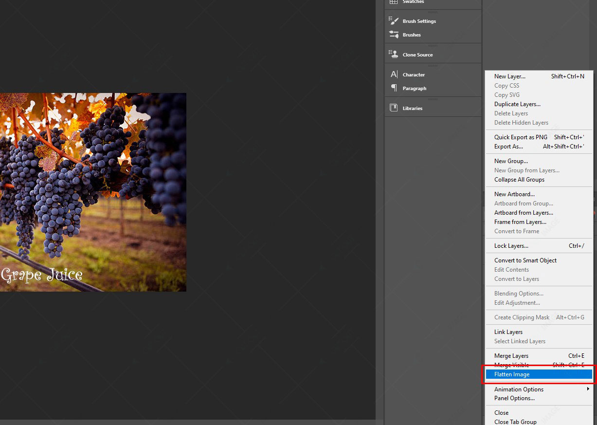 Select 'Flatten Image'