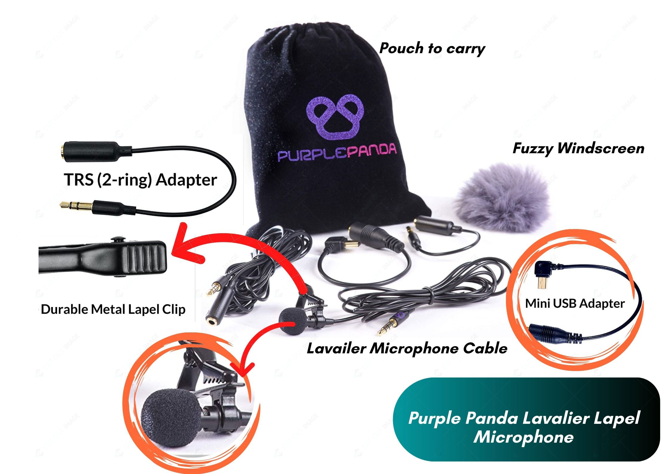 Purple Panda Lavalier Lapel Microphone